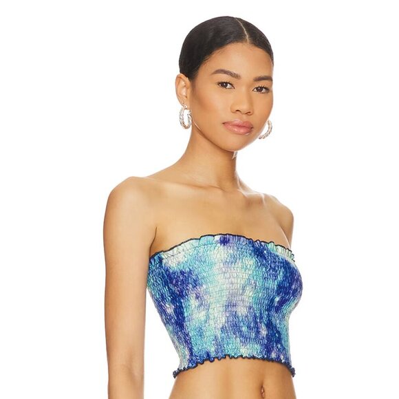 More to Come | NWT Savannah Crop Top Blue Multi Size Large - Picture 9 of 11